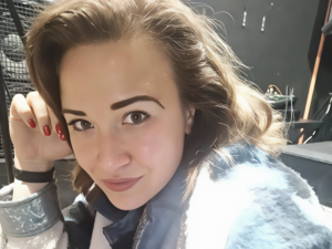 Indie pop artist, musician Anastasia Ledovskaya in the recording studio