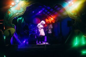 Indie pop artist, musician Anastasia Ledovskaya performing at the festival "Квакшино поле"