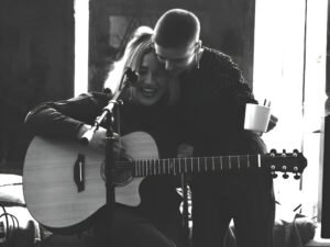 Indie pop artist, musician Anastasia Ledovskaya at her concert